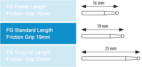 Dental Bur - Round 1 - 19mm FG (standard length) - 5 pack